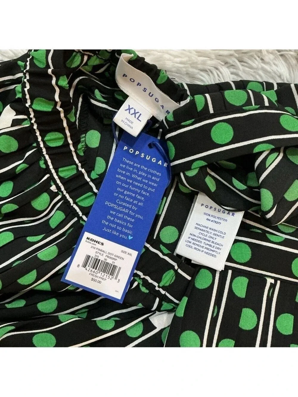 POPSUGAR Star Print Pleated Midi Skirt Black green White XXL NWT